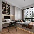 Tatami Bedroom Interior Design With Desk Computer Chair Storage Cabinets And Wooden Floor