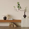 Mid-ancient style end view green plant table lamp 3d model