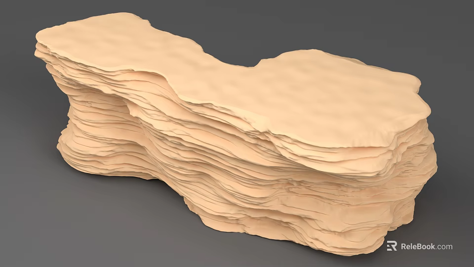 Modern Layered Reception Desk With Wavy Stacked Structure And Beige Surface 3d model