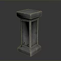 Concrete Architectural Column With Gray Textured Surface Square Top And Base 3d model