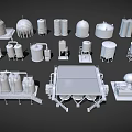 3D Rendering of Industrial Piping Layout with Various Storage Tanks and Equipment Components