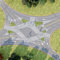 Road Infrastructure Design Featuring Intersection With Traffic Lanes Zebra Crossings And Greenery 3d model