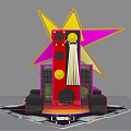 Vibrant Star Shaped Photo Spot With Yellow Pink Grid And Red Decorative Elements