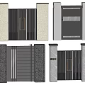 Modern Minimalist Gates With Stone Pillars Metal Slats And Bronze Handles