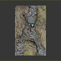 Detailed Terrain Model Featuring Mountainous Landscape Flowing River And Green Vegetation