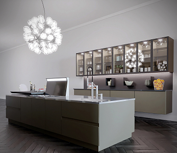 Modern Cabinet Integral Kitchen Cabinet Chandelier Combination 3d model