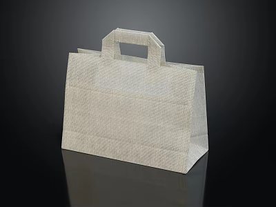 Light Beige Paper Shopping Bag With Handheld Handle And Woven Texture 3d model