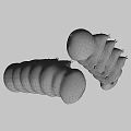 Two Pink Detailed Segmented Biological Larvae 3D Rendered On Gray Background 3d model