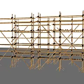 Tall Metal Scaffolding Structure With Frames In Field Evening Sky Background 3d model