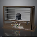 Vintage Brown Electronic Radio With Grille Knobs And Control Panel