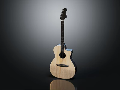 High Quality Elegant Wooden Acoustic Guitar With Natural Wood Grain And Modern Design 3d model