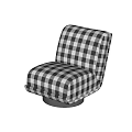 Black And White Checkered Pattern Upholstered Single Sofa With Metal Base