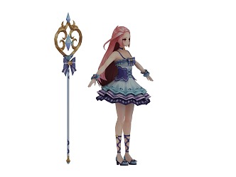 Modern Game Character Magic Girl Anime 3d model