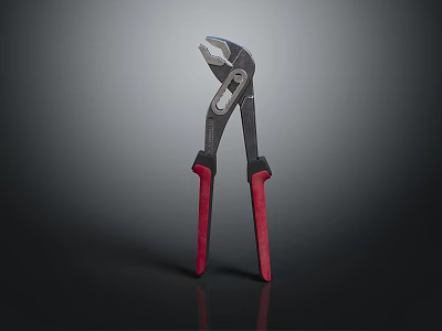 Adjustable Pliers as Essential Hardware Tools with Red Handles and Metal Jaws 3d model