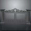 Ornate Iron Gate Furniture Featuring Intricate Carvings And Side Pillars Design