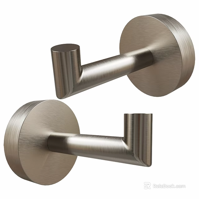 Brushed Stainless Steel Wall Mounted Hooks With Modern Design For Home Use 3d model 