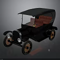 Vintage Classic Car With Black Body Red Seats And Orange Spoked Wheels