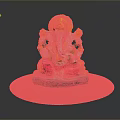 Colorful Ganesha Statue On Round Gray Decorative Display Stand For Home