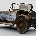 Vintage Classic Car With Rusted Body And Old Fashioned Steering Wheel Design