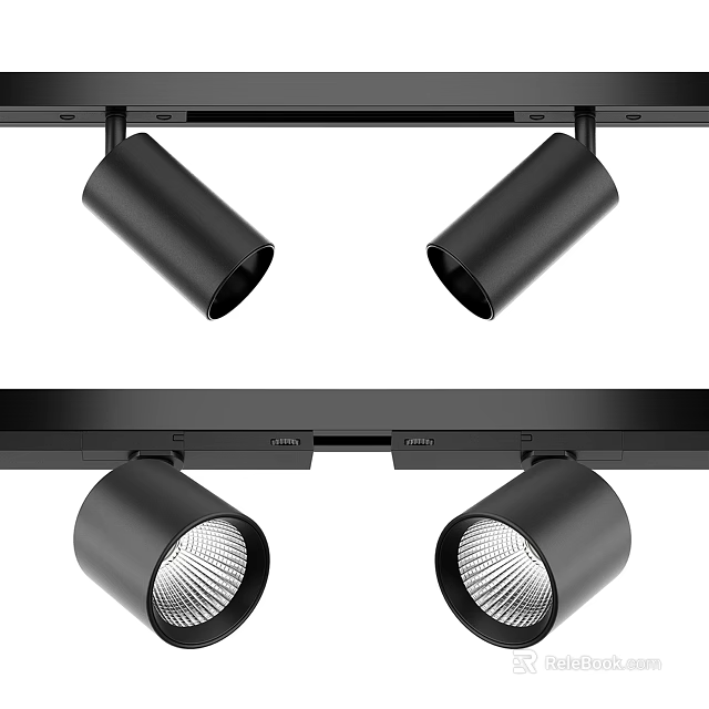 Sleek Black LED Downlights And Spotlights For Modern Home Ceiling Lighting 3d model 