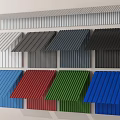 Corrugated Metal Roofing Panels As Architectural Components In Various Colors 3d model