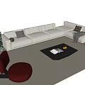 Modern Beige L Shaped Sofa With Black Rectangular Coffee Table And Decorative Items 3d model