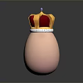 Red And Gold Crown With Purple Gemstone And White Band On Pink Egg Shaped Base