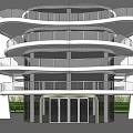 Modern High Rise Residential Building With Curved Design Glass Curtain Walls And Greenery