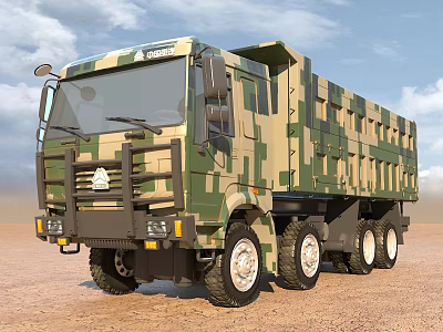 088 HOWO Truck Heavy Duty Truck HOWO Truck Heavy Duty Truck Troop Truck Equipment Vehicle 3d model