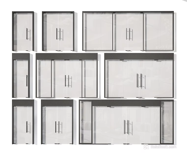 Modern Cabinet Door Designs With Various Styles Sizes And Handle Options 3d model