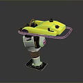 Yellow And Silver Construction Rammer With Robotic Bug Inspired Design Features 3d model