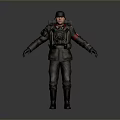 Military Style Character With Helmet Backpack And Red Armband Detailed Uniform