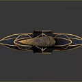 Ornate Metallic Sword With Spiked Hilt And Intricate Decorative Details