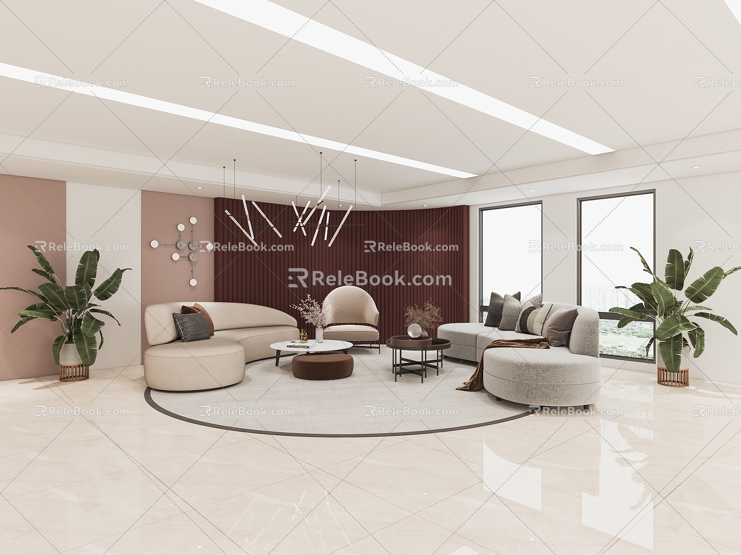 modern leisure area reception hall leisure area 3d model