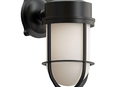 Black Outdoor Wall Light With Metal Frame And Glass Shade For Exterior Lighting Design 3d model