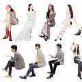 Diverse Group of People With Various Poses Different Outfits Sitting Standing