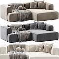 Stylish Modern Sectional Sofa Design With Decorative Pillows And Soft Throw Blanket 3d model