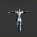 Full Body Blue Medieval Armor With Metallic Texture And Sword In Standing Pose