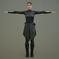 3D Character In Black Leather Outfit With Belt Boots And Outstretched Arms Pose