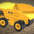 Heavy Duty Caterpillar 793D Yellow Mining Dump Truck On Cracked Ground