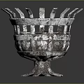 Rustic Metal Decorative Vessel with Square Opening Multi Footed Base and Projecting Top