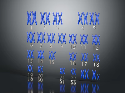 Blue X Shaped Symbols With Numbers Arranged In Rows On Gray Background With Reflection 3d model