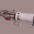 Futuristic Mechanical Weapon With Metal Pipes Red Panels And Detailed Design