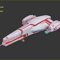 Futuristic White and Red Striped Spaceship with Sleek Aerodynamic Design for Interstellar Exploration