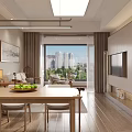 Warm Natural Wood Living And Dining Room Interior Design With Comfortable Sofas And Elegant Artworks