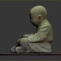 Meditating Man In Traditional Robe Sitting Cross Legged On Circular Mat With Clasped Hands