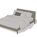 Modern Double Bed With Light Gray Headboard White Bedding And Black Legs 3d model