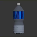 Transparent Plastic Water Bottle with Blue Wavy Pattern Label and White Cap for Daily Life