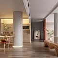 Modern Public Office Space Interior With Open Layout Wooden Floors And Green Plants