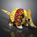 Handmade Armadillo Art Doll Featuring Colorful Intricate Patterns And Vibrant Design